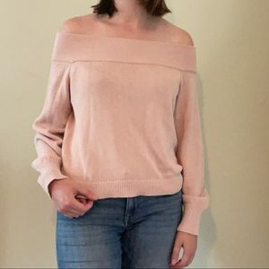 Divided (H&M) Off-Shoulder Knit Sweater (light pink, size S)